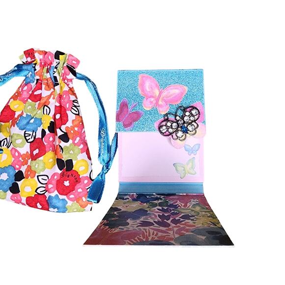 Brighton Jeweled Butterfly Note Pad NEW & Small‎ Dustbag - Picture 2 of 4